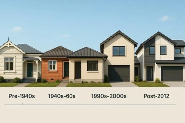 New Zealand homes from different construction eras